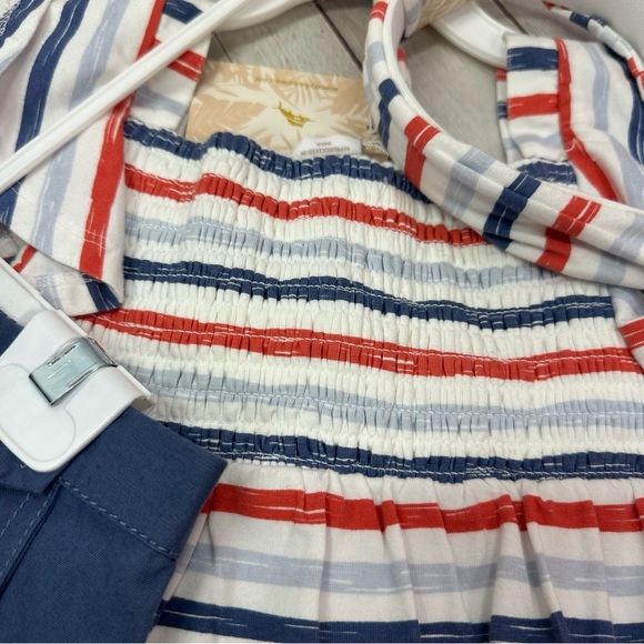 NWT tommy bahama Striped top and Navy Shorts Set with Headband sz 5 girls - Picture 8 of 12